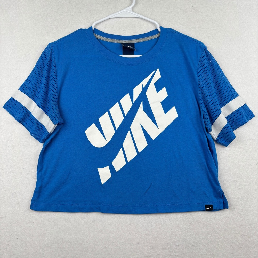 Nike Crop Top Womens Small Boxy Fit Graphic Mesh‎ Sleeve